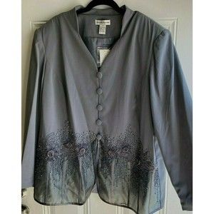 NWT Justin Taylor Formal Dress Jacket/Blazer Gray Heavy Embellished 26W mp$124